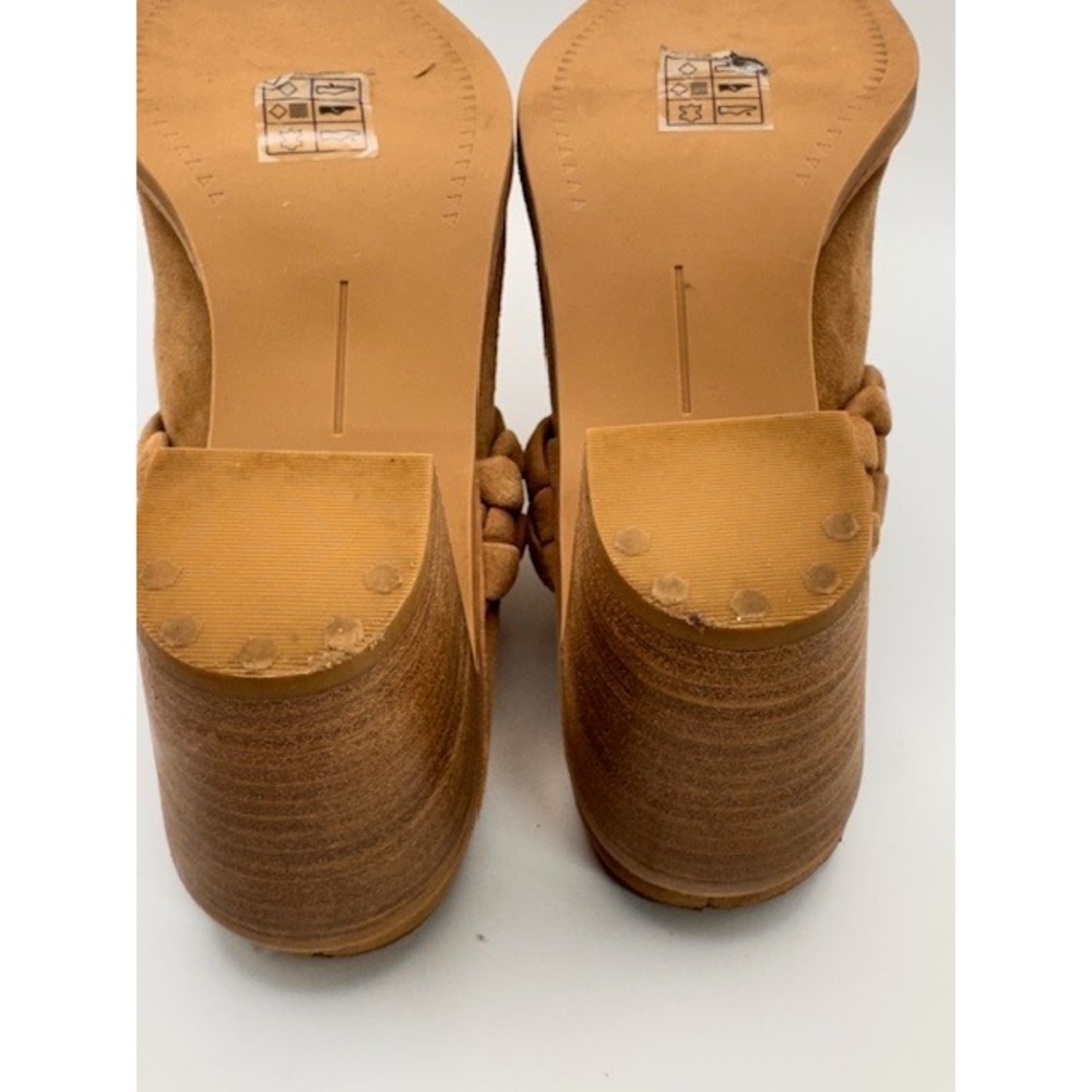 Dolce Vita Tan Suede Braided Block Heel Mules Pointed Toe Slip On Shoes Size 6.5 - Picture 7 of 13